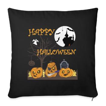 Halloween Creepy Pumpkin, T-Shirt de chauve-souris - Housse de coussin décorative 45 x 45 cm - noir - Devant