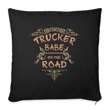 Trucker Trucker Babe On Road Truck Trucker - Sofa pillowcase 17,3'' x 17,3'' (45 x 45 cm) - black - Front