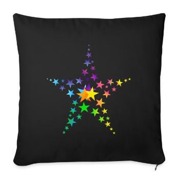 Stars colorful stars many stars - Sofa pillowcase 17,3'' x 17,3'' (45 x 45 cm) - black - Front