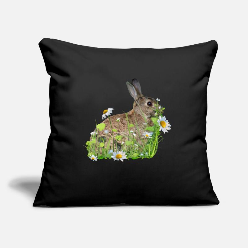 Fleurs blanches de lapin Housse de coussin décorative 45 x 45 cm