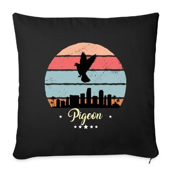 Colombe oiseau Vintage Rétro Animaux Coucher de soleil - Housse de coussin décorative 45 x 45 cm - noir - Devant