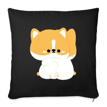 Corgi Couple - Sofa pillowcase 17,3'' x 17,3'' (45 x 45 cm) - black - Front
