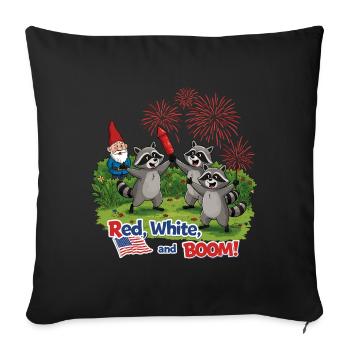 Raton laveur 4 juillet Feu d’artifice - Housse de coussin décorative 45 x 45 cm - noir - Devant