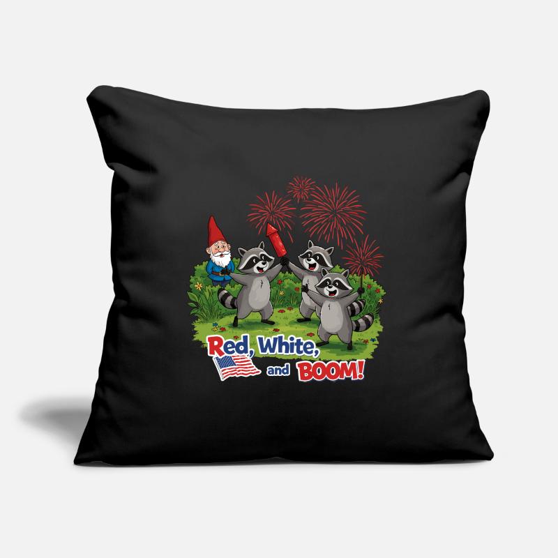 Raton laveur 4 juillet Feu d’artifice Housse de coussin décorative 45 x 45 cm