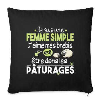 Brebis Mouton Laine Agneau Cadeau Ferme Agricole - Housse de coussin décorative 45 x 45 cm - noir - Devant