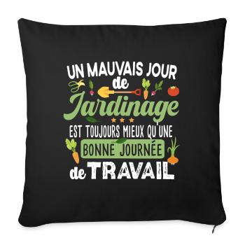 Jardinage Jardinier Potager Retraite Papa Papy - Housse de coussin décorative 45 x 45 cm - noir - Devant