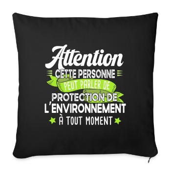 Protection environnement écologie Terre cadeau - Housse de coussin décorative 45 x 45 cm - noir - Devant