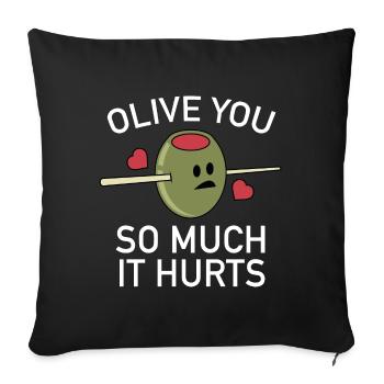 Olive Tu as tellement mal - Housse de coussin décorative 45 x 45 cm - noir - Devant