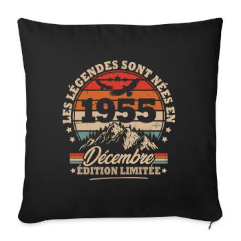 Birthday gift born in December 1955 - Sofa pillowcase 17,3'' x 17,3'' (45 x 45 cm) - black - Front