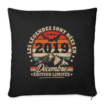 Cadeau D'anniversaire Nées En Décembre 2019 - Housse de coussin décorative 45 x 45 cm - noir - Devant
