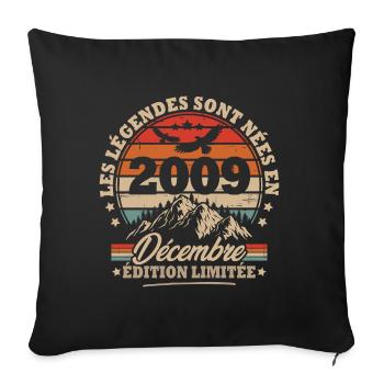 Cadeau D'anniversaire Nées En Décembre 2009 - Housse de coussin décorative 45 x 45 cm - noir - Devant