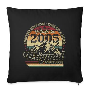 Original 2005 vintage anniversaire rétro 2005 - Housse de coussin décorative 45 x 45 cm - noir - Devant