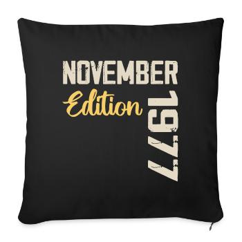 Né en novembre 1977 - Edition 1977 - Housse de coussin décorative 45 x 45 cm - noir - Devant