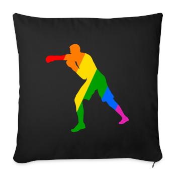 Boxeur dans l’arc-en-ciel - Housse de coussin décorative 45 x 45 cm - noir - Devant