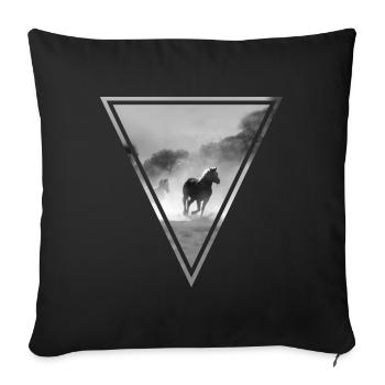 PFERDE S/W - Sofakissenbezug 45 x 45 cm - Schwarz - Vorne