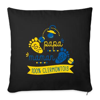 Rugby bébé clermontois supporter Rugby Clermont - Housse de coussin décorative 45 x 45 cm - noir - Devant
