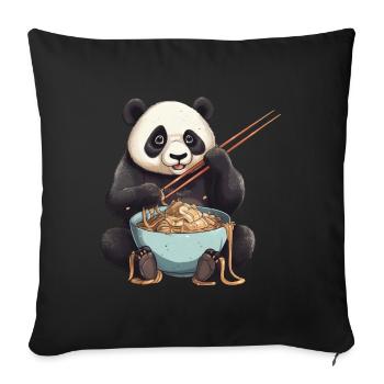 Panda Ramen: Noodle Chaos - Sofa pillowcase 17,3'' x 17,3'' (45 x 45 cm) - black - Front