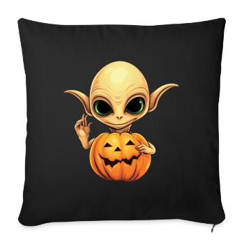 Orange Alien Pumpkin: Halloween depuis l’espace - Housse de coussin décorative 45 x 45 cm - noir - Devant