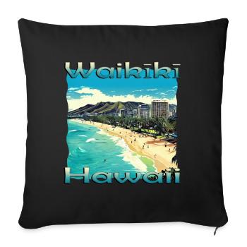 Hawaii Waikiki Beach O'ahu Honolulu Design - Sofakissenbezug 45 x 45 cm - Schwarz - Vorne
