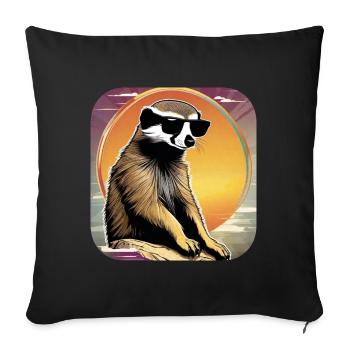 Cute meerkat with sunset - Sofa pillowcase 17,3'' x 17,3'' (45 x 45 cm) - black - Front