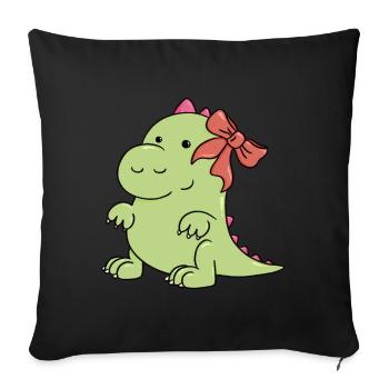 un petit dinosaure à Noël - Housse de coussin décorative 45 x 45 cm - noir - Devant