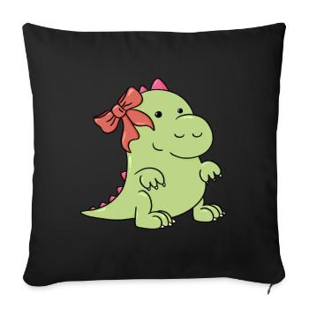 un petit dinosaure à Noël - Housse de coussin décorative 45 x 45 cm - noir - Devant