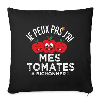 jardin jardinier je peux pas j ai tomates cadeau - Housse de coussin décorative 45 x 45 cm - noir - Devant