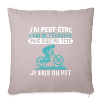 je fais du vtt cadeau vélo tout-terrain - Housse de coussin décorative 45 x 45 cm - taupe clair - Devant
