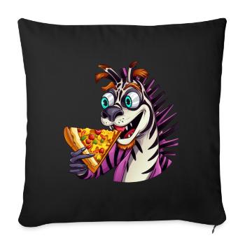 Indulgence des amateurs de pizza zèbre - Housse de coussin décorative 45 x 45 cm - noir - Devant