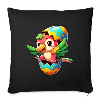 Easter Parrot Hatches from Egg - Sofa pillowcase 17,3'' x 17,3'' (45 x 45 cm) - black - Front