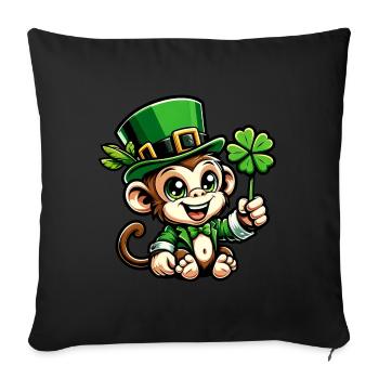 St. Patrick's Day Affe Schimpanse Kleeblatt Design - Sofakissenbezug 45 x 45 cm - Schwarz - Vorne