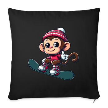 Monkey Snowboarder Winter Winter Sports Holiday Design - Sofa pillowcase 17,3'' x 17,3'' (45 x 45 cm) - black - Front