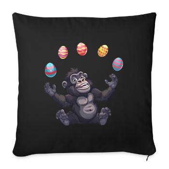 Ostern Gorilla Jongleur mit Eiern - Sofakissenbezug 45 x 45 cm - Schwarz - Vorne