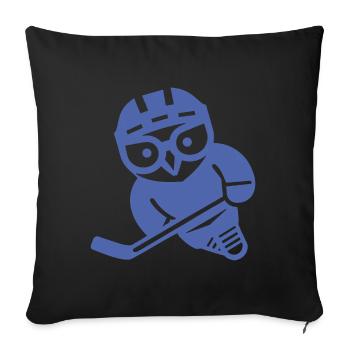 Eishockey Eule Silhouette Schneeeule Spieler - Sofakissenbezug 45 x 45 cm - Schwarz - Vorne
