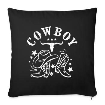 Cowboy country music dance country couple - Housse de coussin décorative 45 x 45 cm - noir - Devant