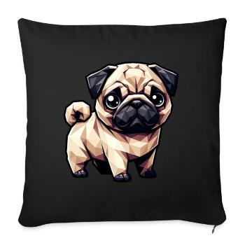 Chien Carlin Polygone Design géométrique - Housse de coussin décorative 45 x 45 cm - noir - Devant