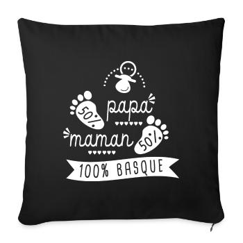 bebe naissance 100 % basque grossesse enceinte - Housse de coussin décorative 45 x 45 cm - noir - Devant