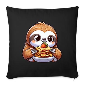 Sloth enjoys Italian lasagna - Sofa pillowcase 17,3'' x 17,3'' (45 x 45 cm) - black - Front