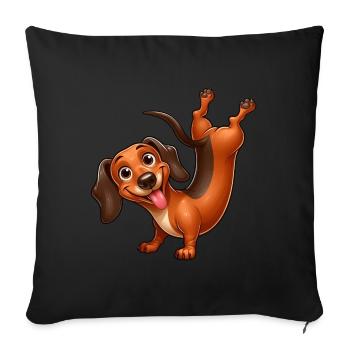 Drôle de teckel équilibre sur les mains gymnastique athlète - Housse de coussin décorative 45 x 45 cm - noir - Devant