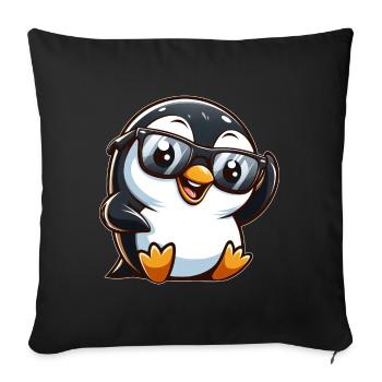 Cool pingouin lunettes de soleil dessin animé Fun - Housse de coussin décorative 45 x 45 cm - noir - Devant