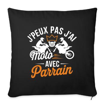 Motard avec Parrain - J'peux pas j'ai Moto - Housse de coussin décorative 45 x 45 cm - noir - Devant