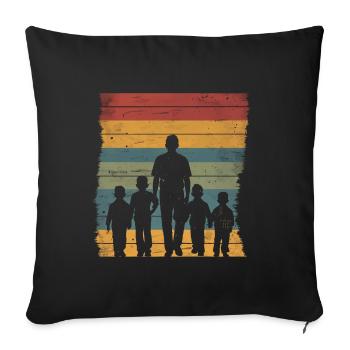 Vatertag Vater mit vier Söhnen retro vintage - Sofakissenbezug 45 x 45 cm - Schwarz - Vorne