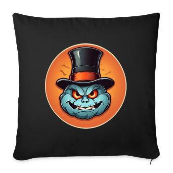 Citrouille d’Halloween souriante drôle avec chapeau haut de forme - Housse de coussin décorative 45 x 45 cm - noir - Devant