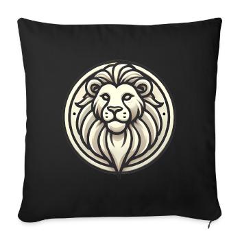 Conception d’insigne de lion stylisé - Housse de coussin décorative 45 x 45 cm - noir - Devant