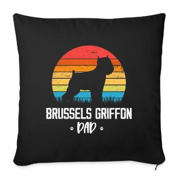 Bruxelles Griffon amoureux chien propriétaire papa maman - Housse de coussin décorative 45 x 45 cm - noir - Devant