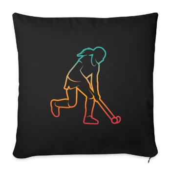 Joueur de hockey sur gazon Joueur de hockey rétro - Housse de coussin décorative 45 x 45 cm - noir - Devant