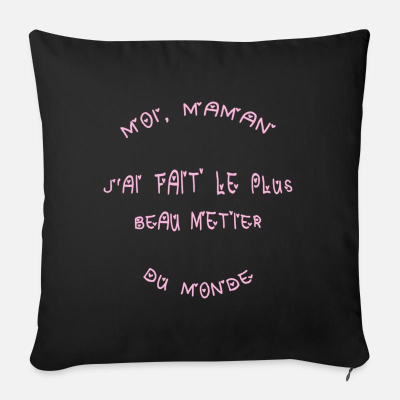fête des mères 2024 - Housse de coussin décorative 45 x 45 cm - noir