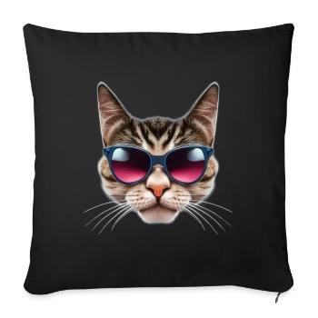 Class Cat with Sunglasses - Sofa pillowcase 17,3'' x 17,3'' (45 x 45 cm) - black - Front