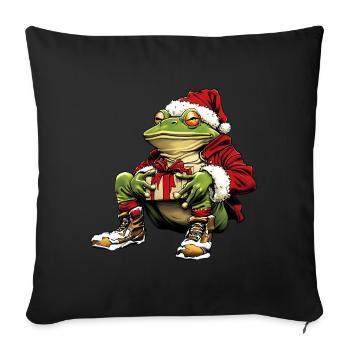 Santa Claus Frog - Sofa pillowcase 17,3'' x 17,3'' (45 x 45 cm) - black - Front