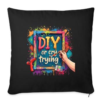 Bricolage ou pleurs - Handwerkeln Upcycling - Housse de coussin décorative 45 x 45 cm - noir - Devant